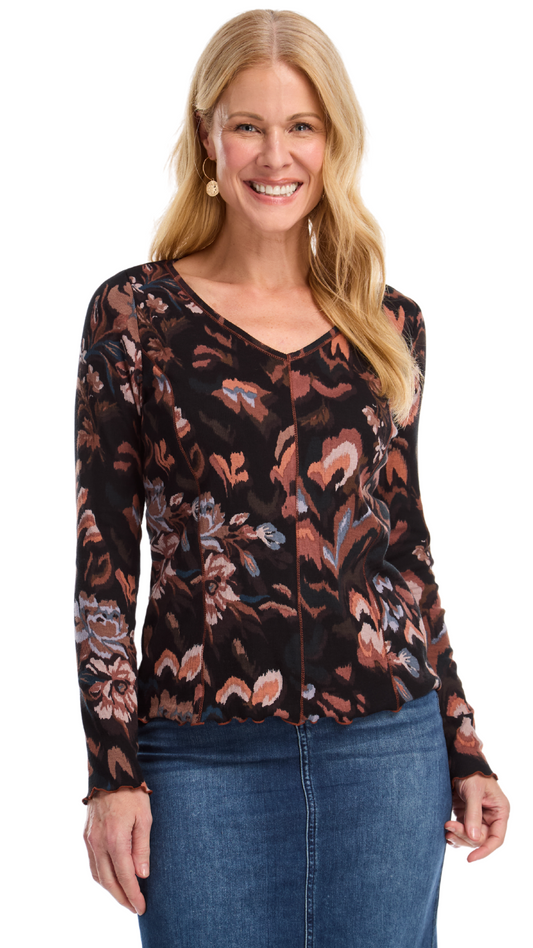 Serged Seam Printed Top. Style FD3324161