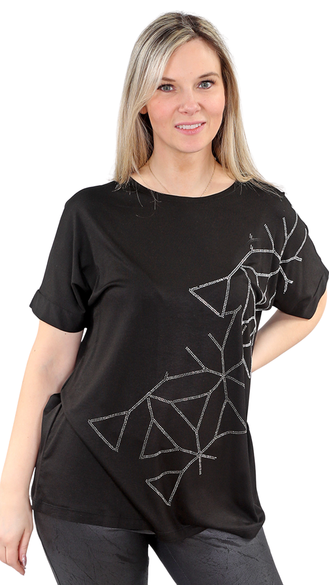 Raglan Sleeve Rhinestone Design Top. Style MT24F2757