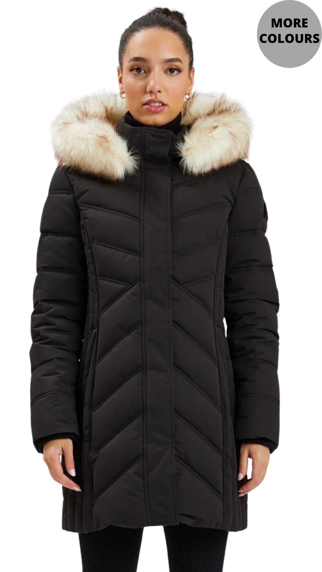 Minerva Removable Hood Fur Trim Outerwear. Style PZ8168507
