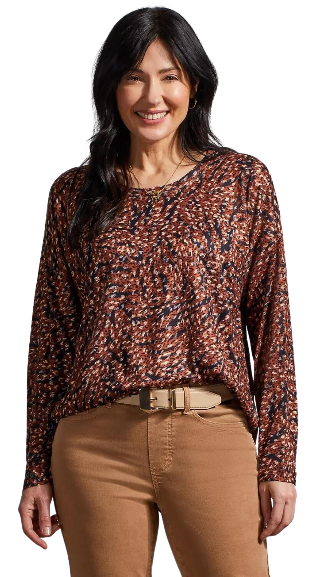 Long Sleeve Top in Multiple Prints. Style TR1442O-3625