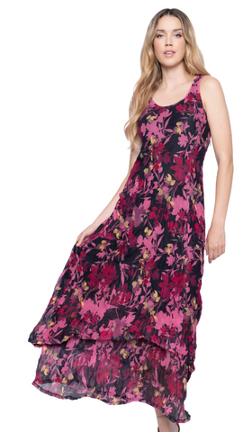 Back Strap Floral Overlay Maxi Dress. Style PYJN606LZ