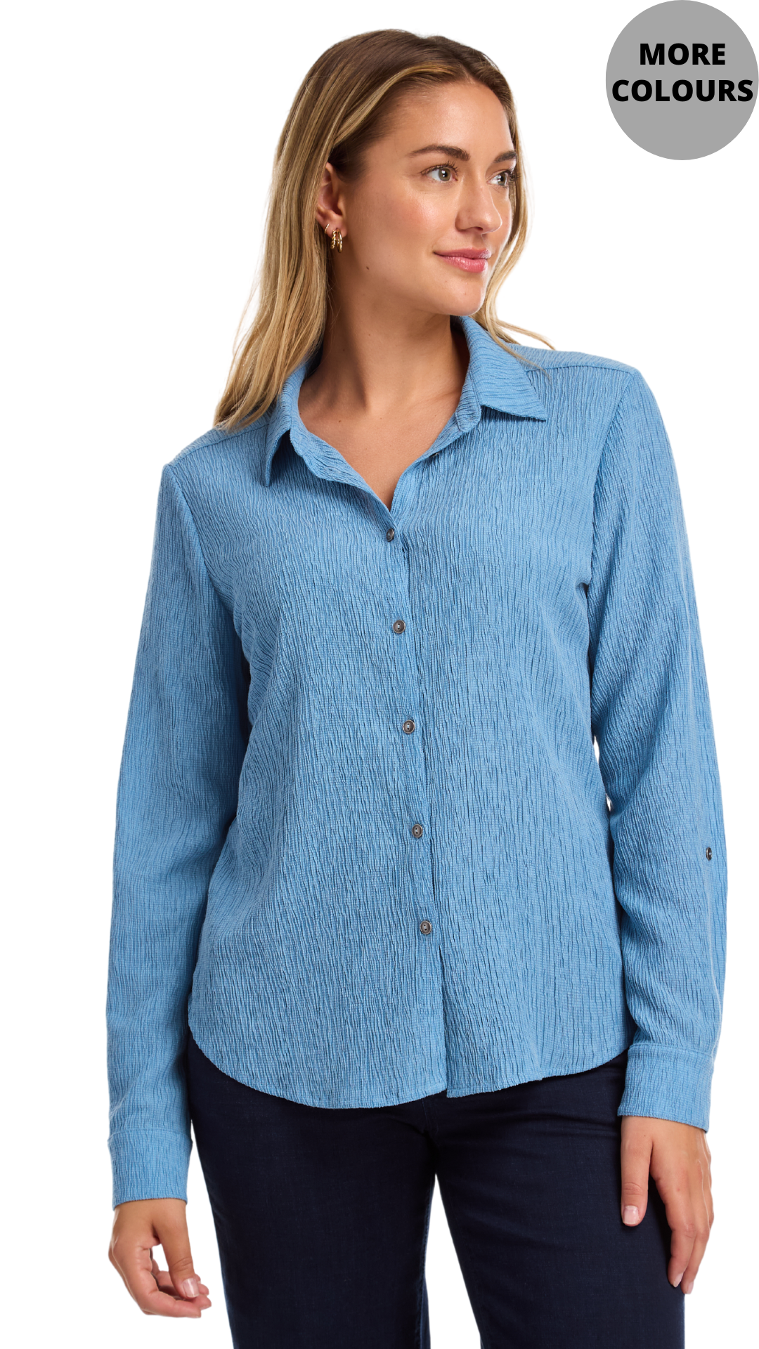 Textured Crinkle Button Front Top. Style FD7800294