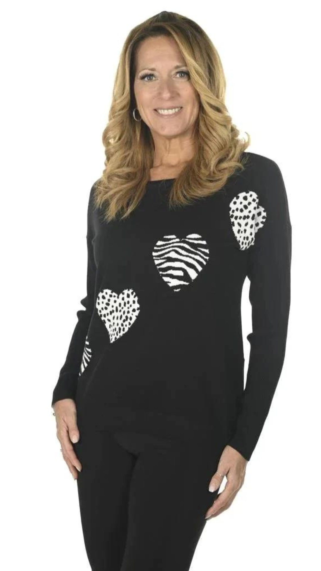 Animal Print Heart Sweater. Style FL234144U