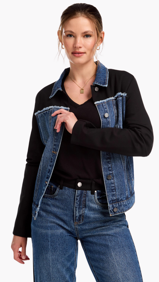 Mixed Media Denim Jacket. Style FD1789181