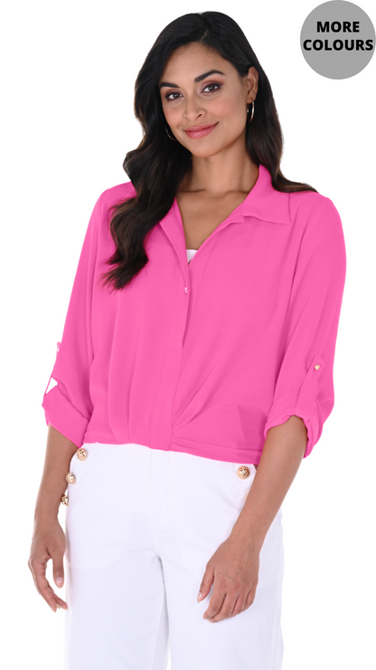 Pull Over Collared Y-Neck Top. Style FL246412