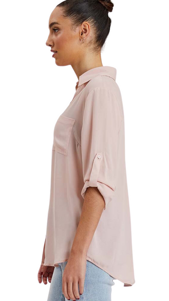 Y-Neck Collared Stretch Blouse in Multiple Colours. Style PZ8164008
