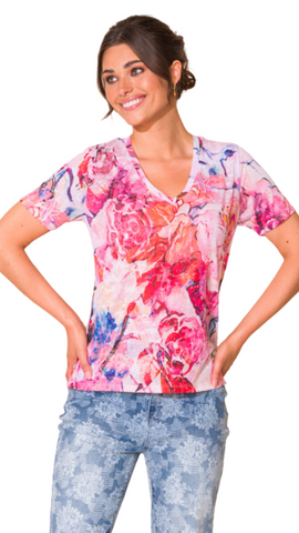 Pink Floral Print T-Shirt. Style ALSA43137