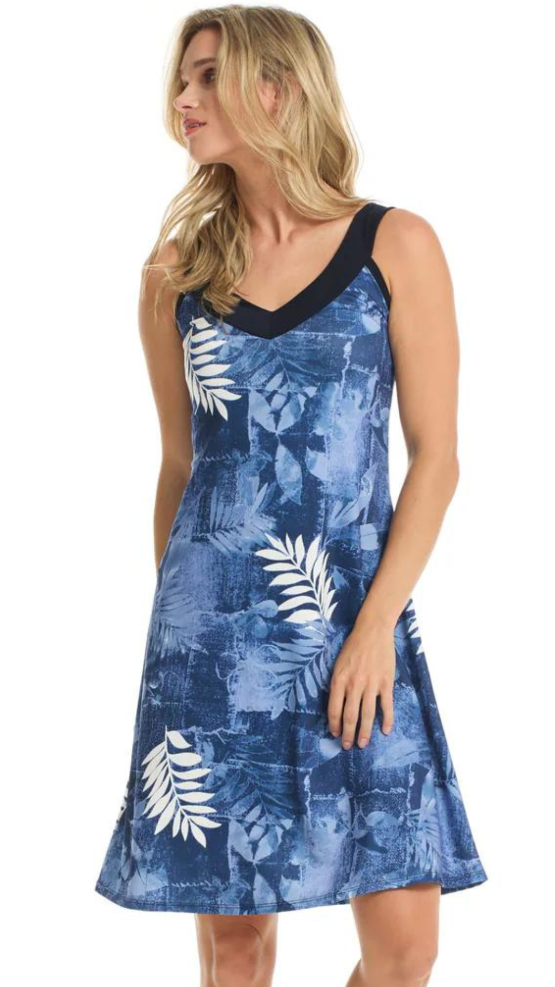 Leaf Print A-Line Dress. Style GITV39-18979N