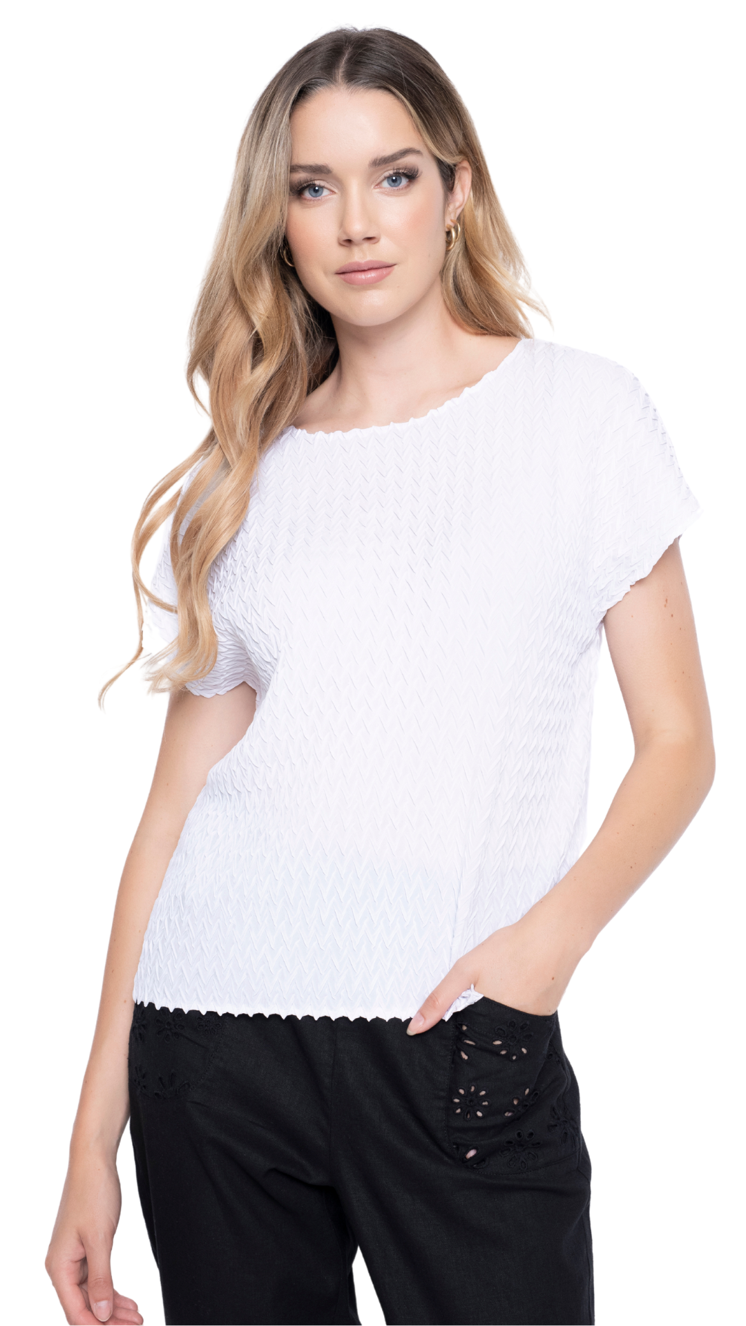 Relaxed Fit Textured Top. Style PYJM239