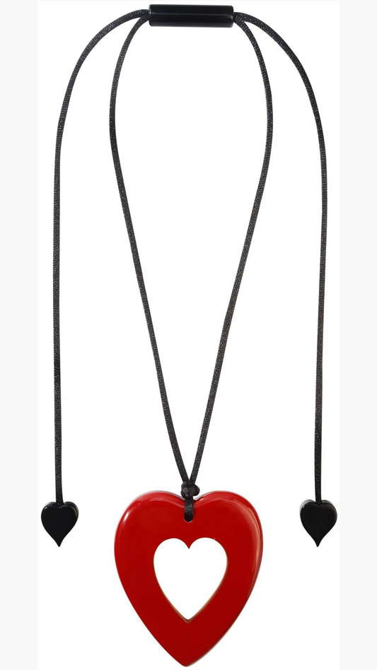 Prima Heart Collection - Red Resin Heart Necklace. Style 3400205DREDQ00