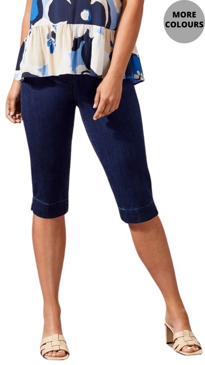 Audrey Pull On Stretch Denim Capris. Style TR7674O-2020