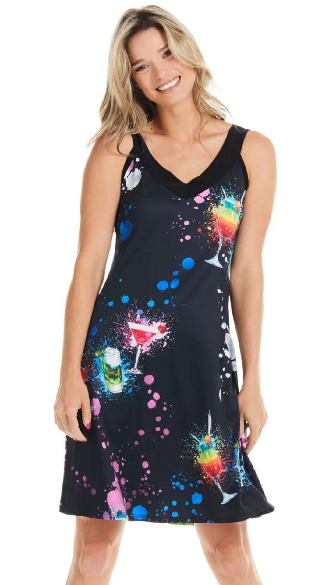 Cheers Print A-Line Dress. Style GITV39-S121B