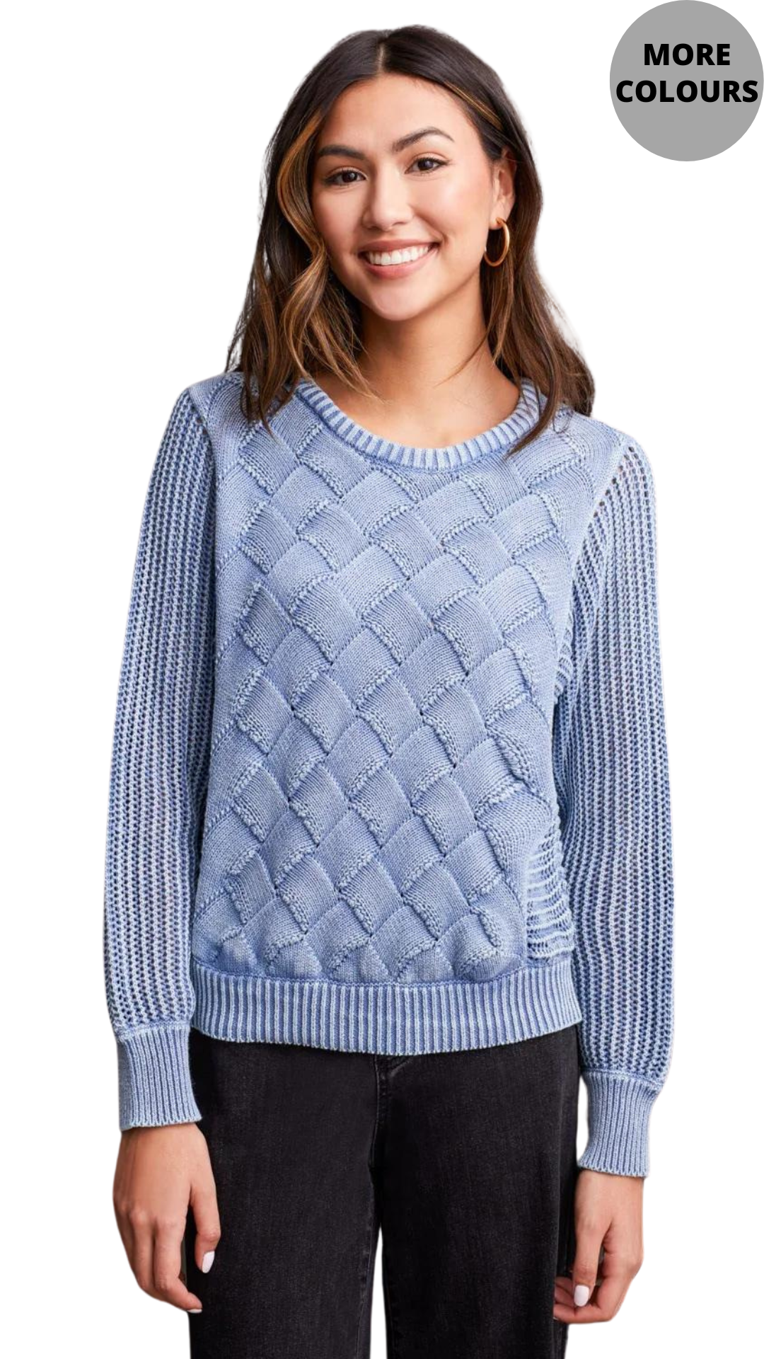 Special Wash Basket Weave & Crochet Sweater. Style TR5551O-4632