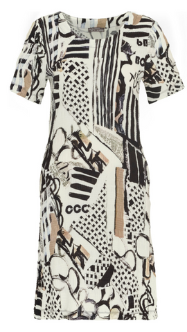 "Decoding" Artist Print Short Sleeve Dress. Style DOLC24734