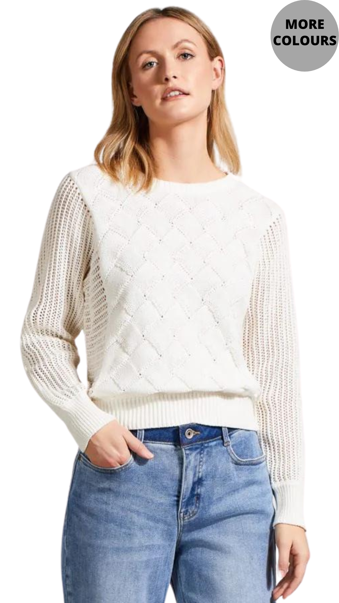 Special Wash Basket Weave & Crochet Sweater. Style TR5551O-4632