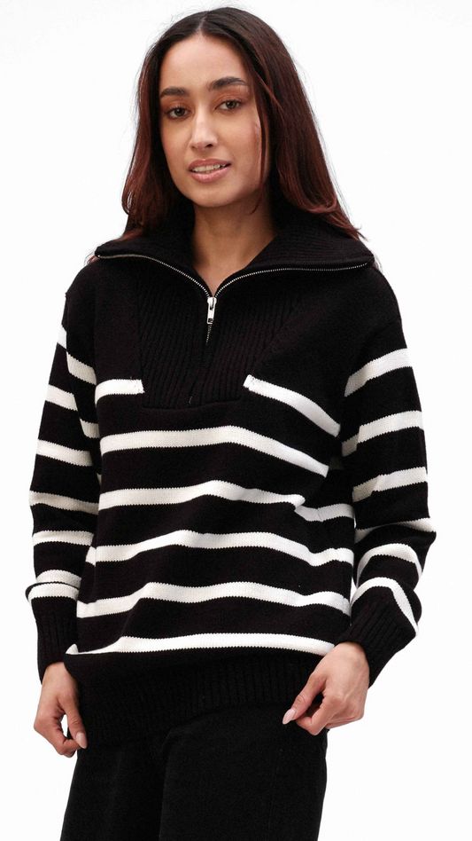 Part Zip Striped Sweater. Style FS243A76