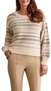 Drop Stitch Striped Knit Sweater. Style TR1501O-3805