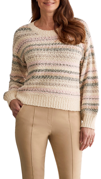 Drop Stitch Striped Knit Sweater. Style TR1501O-3805