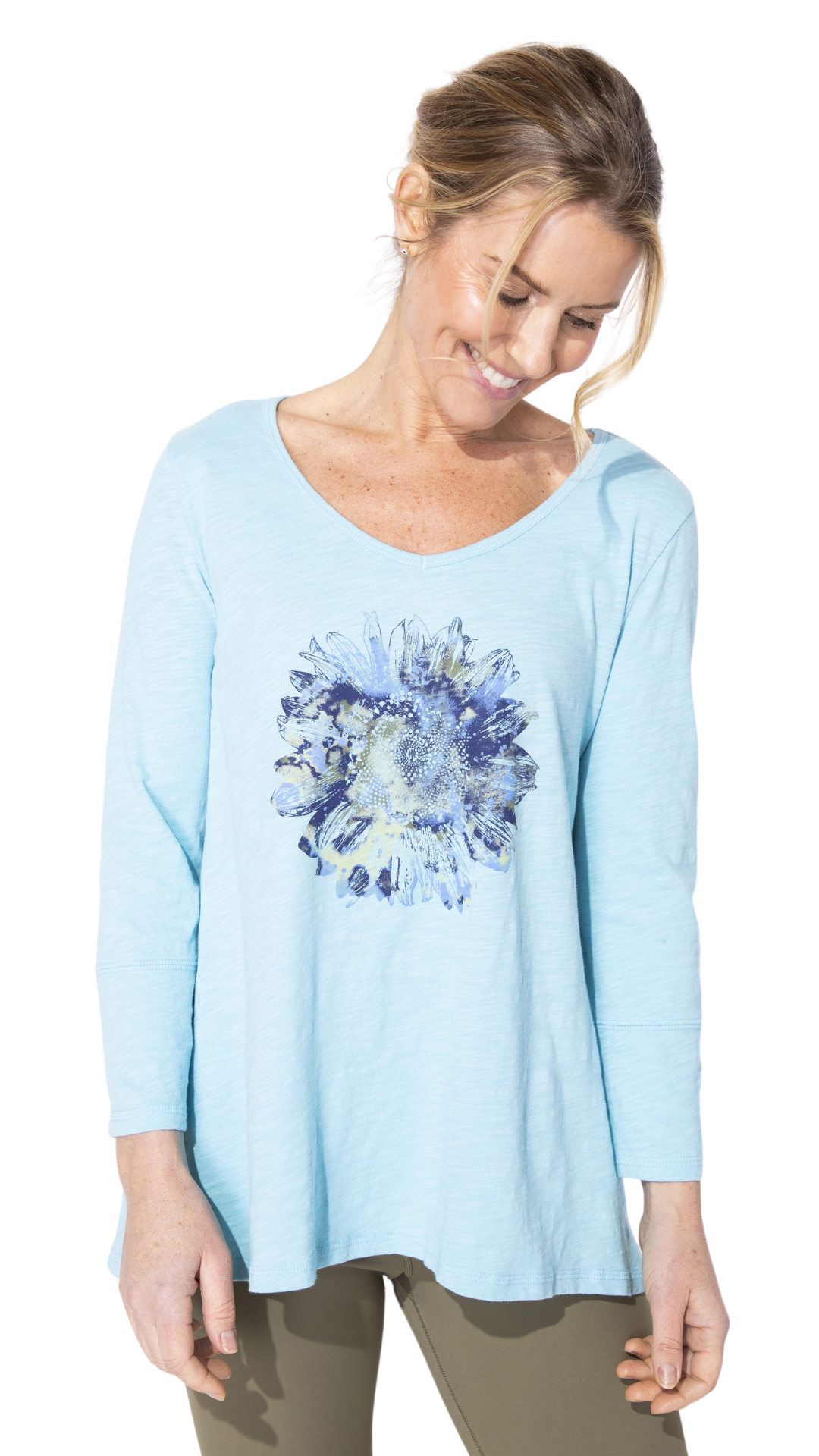 V-Neck Flower Print Tunic. Style ESC40519