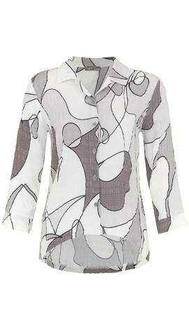 "Neutral Balance" Artist Print Button Up Top. Style DOLC24666