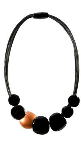 Maxine Collection Magnetic Clasp Resin Necklace. Style 2410153BLAKQ07