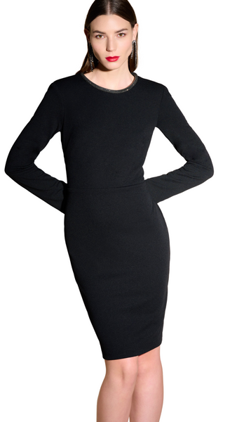 Long Sleeve Sheath Little Black Dress. Style JR233740