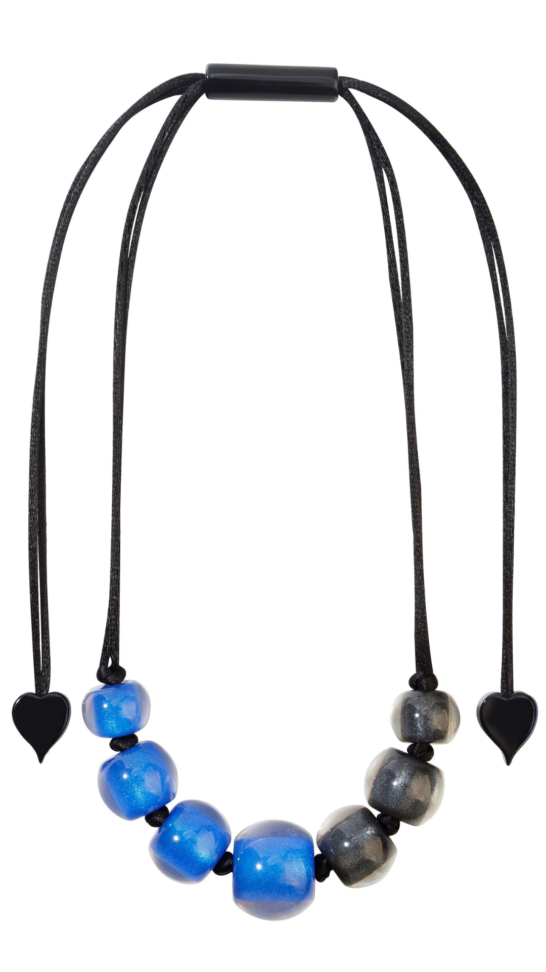 Colourful Beads Collection - Anthracite & Blue Beaded Necklace. Style 40101210937Q07