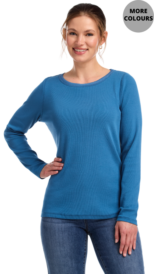 Ribbed Solid Boat Neck Top. Style FD3259161