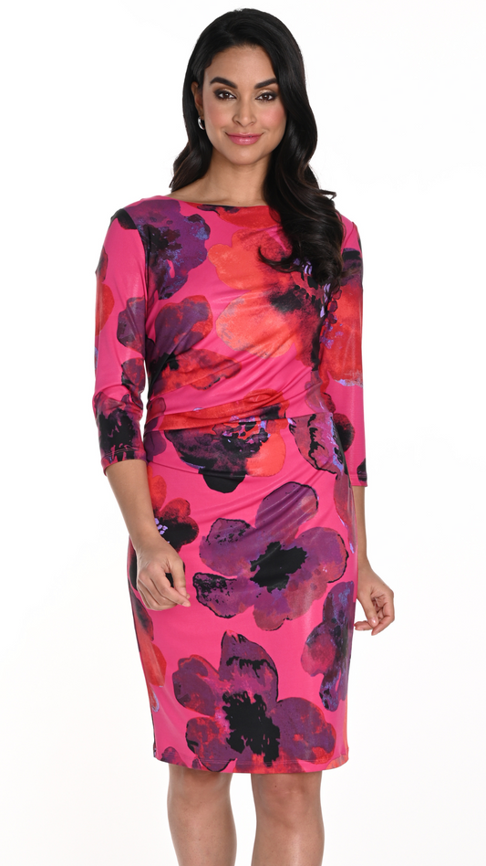 Draped Detail Floral Dress. Style FL243289