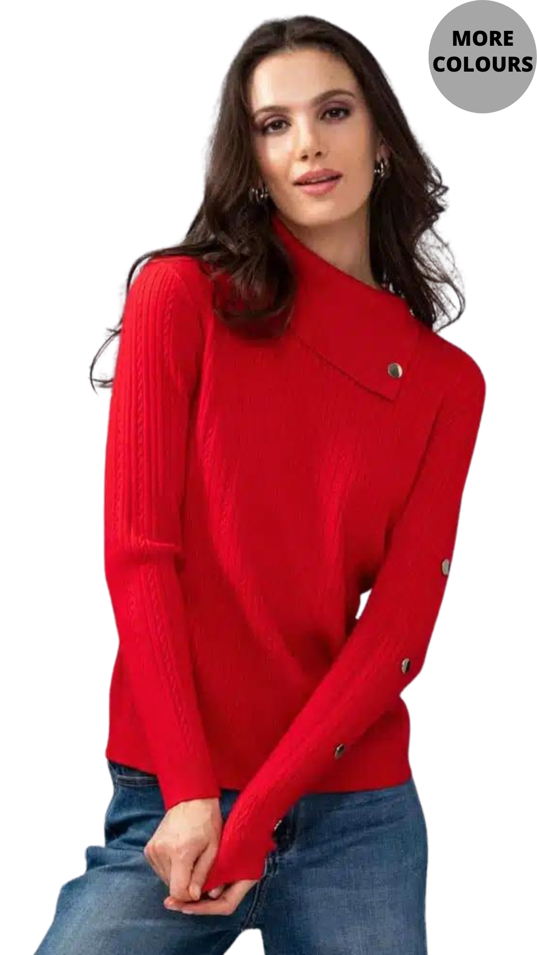 Decorative Button Sleeve Sweater. Style ALSA44025