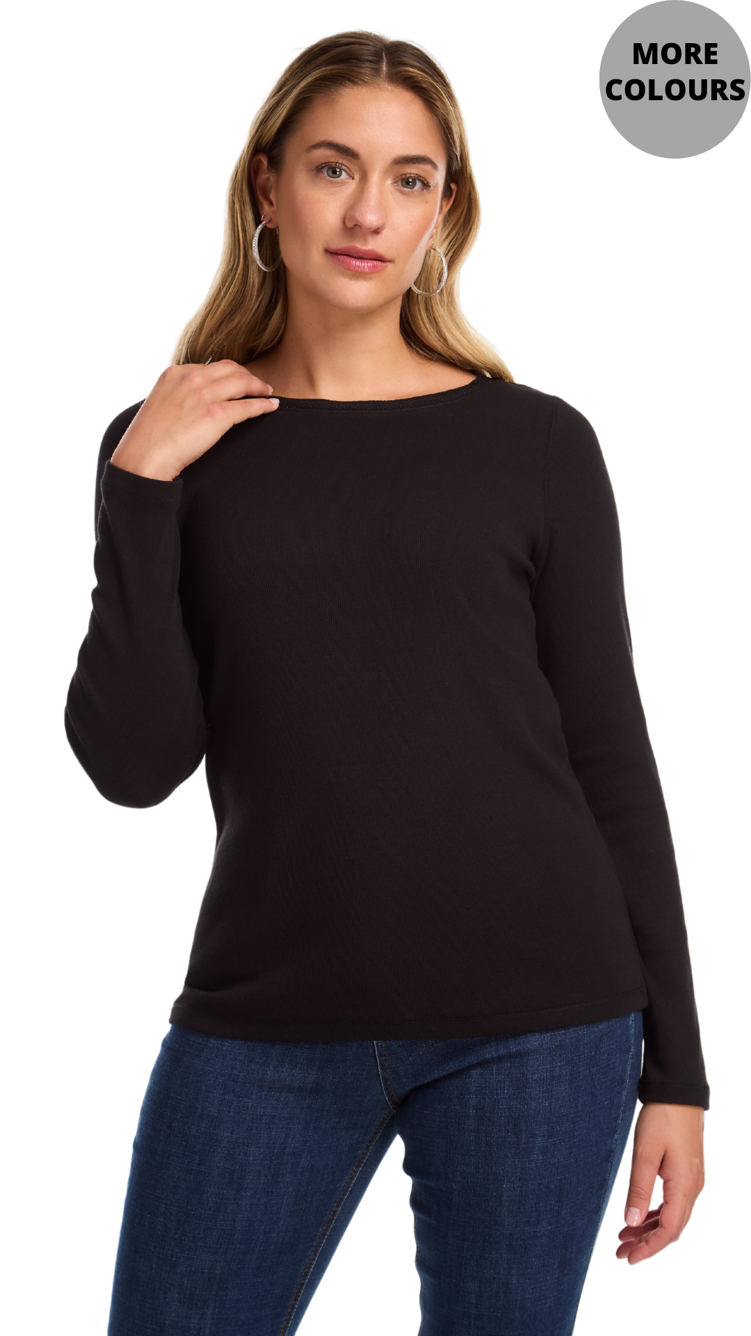 Ribbed Solid Boat Neck Top. Style FD3259161