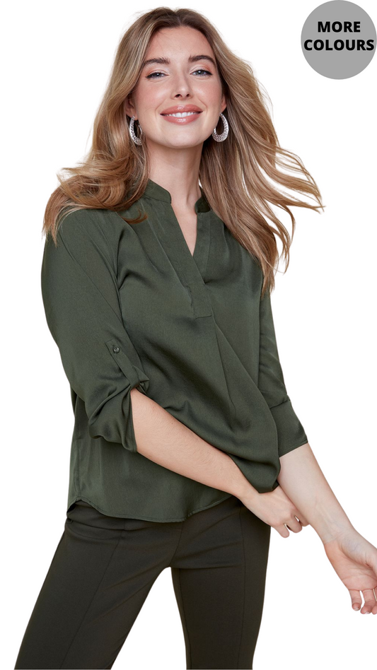 Notch Neck Front Pleat Top. Style REN5067-248