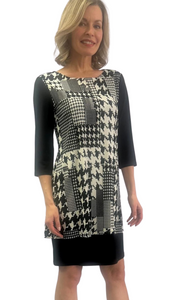 Layered Look Houndstooth Print Dress. Style SW87258