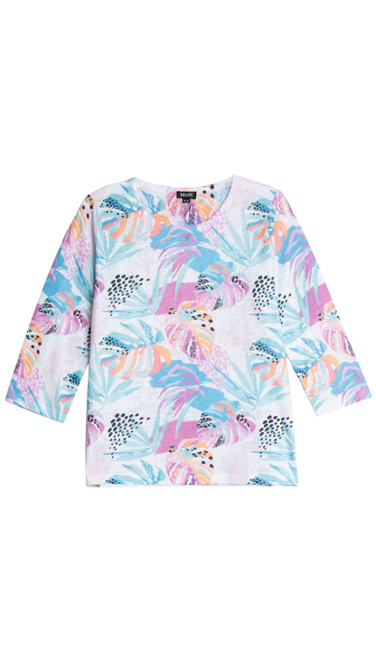 Multi Colour Floral Print 3/4 Sleeve Top. Style MIMX5361