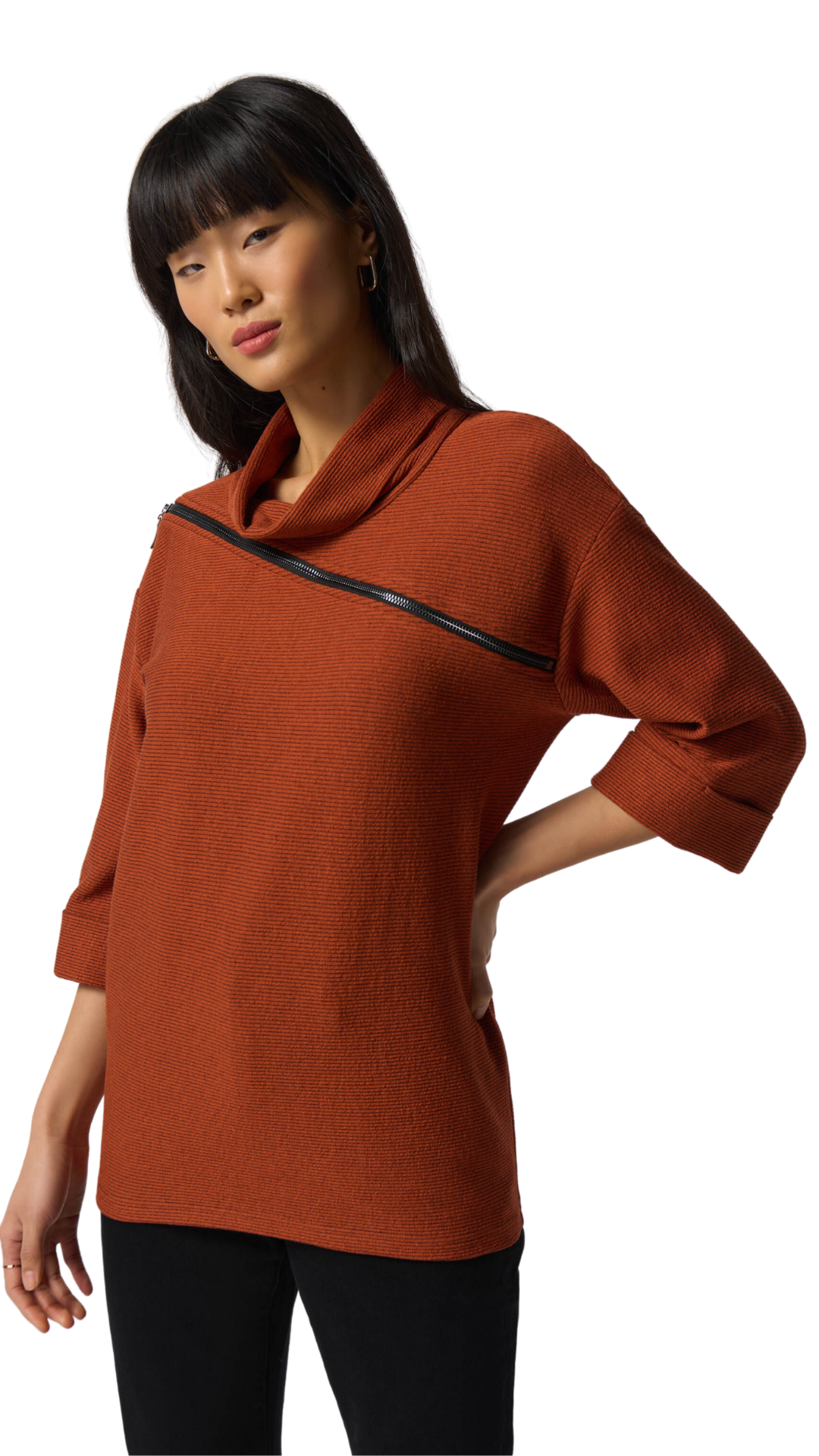 Faux Zip Detail Sweater. Style JR233126