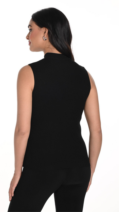 Sleeveless Mock Neck Gem Knit Top. Style FL243461U