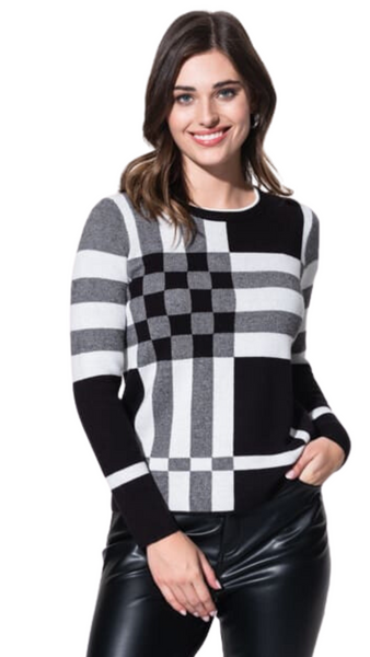 Plaid Print Knit Sweater. Style ALSA42280