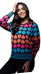 Multi Colour Heart Print Sweater. Style EW31072
