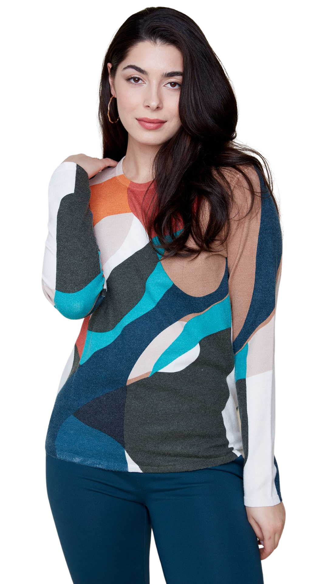 Multi Colour Lightweight Knit Sweater. Style REN6915-3391