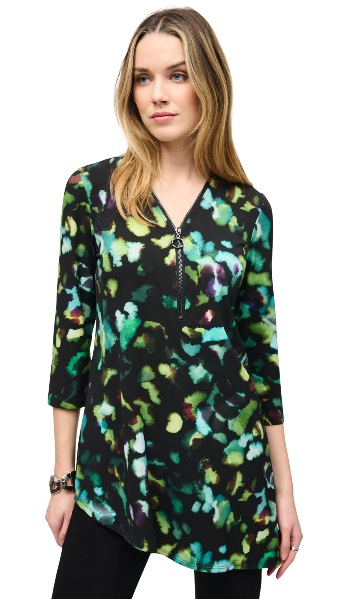 Silky Knit Abstract Print Tunic. Style JR243134