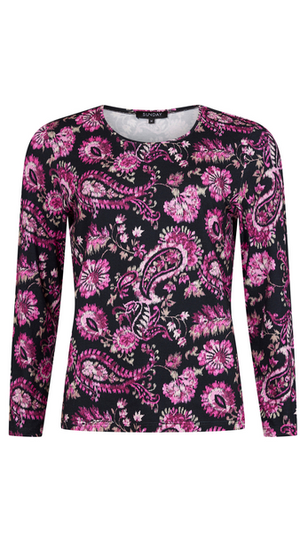 Paisley Floral Print Top. Style SUN6909