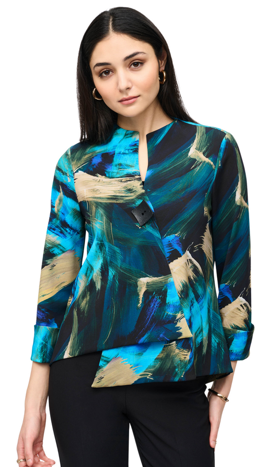 Silky Knit Abstract Print Sweing Jacket. Style JR243328