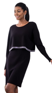 Two Layer Knit Dress with Gemstone Trim Detail. Style ALSA42318