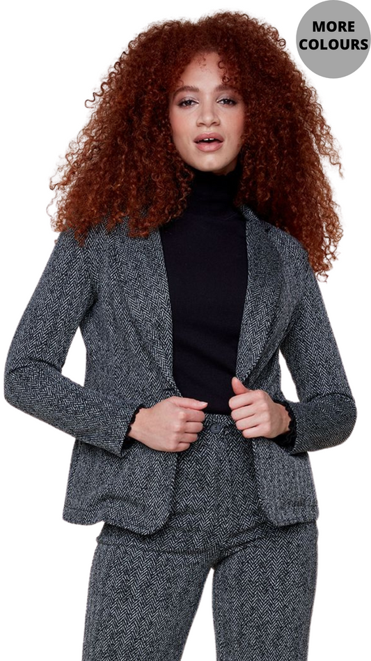 Tweed Notched Collar Blazer. Style REN3881-E3008