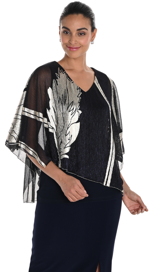 Sheer Overlay Shimmer Top. Style FL258225