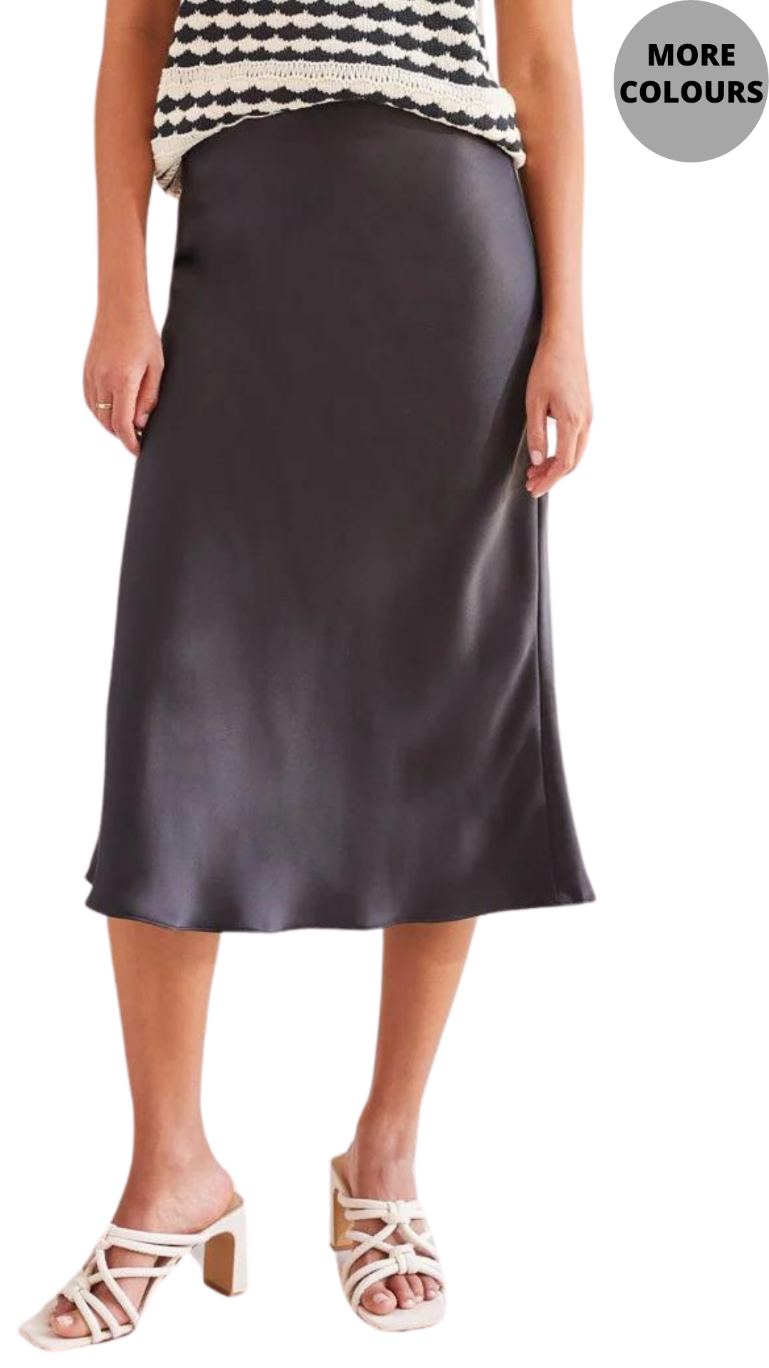 Pull On Matte Satin Midi Skirt. Style TR5522O-4909