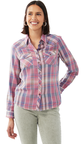 Ranger Plaid Button Front Top. Style FD7402366
