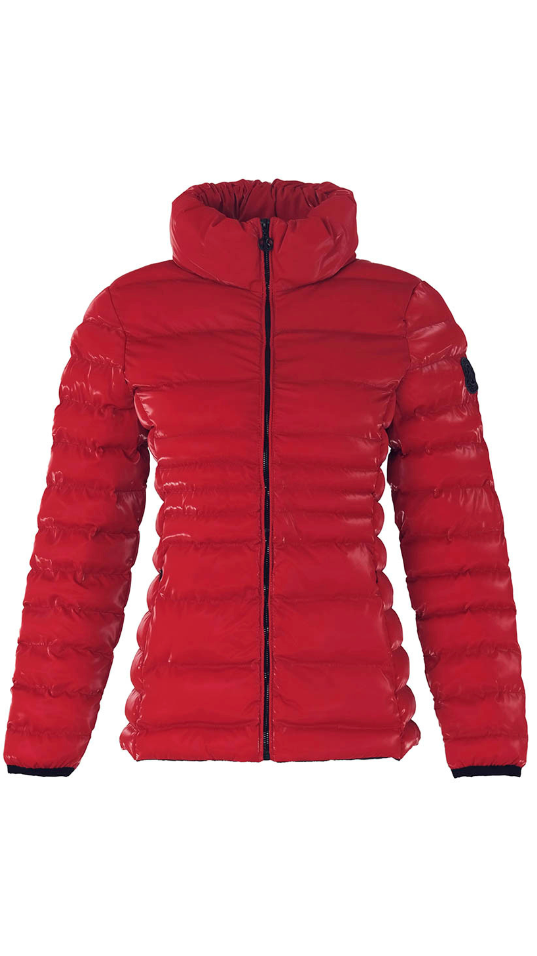 High Collar Shiny Puffer Outerwear in Red or Black. Style DOLC73800