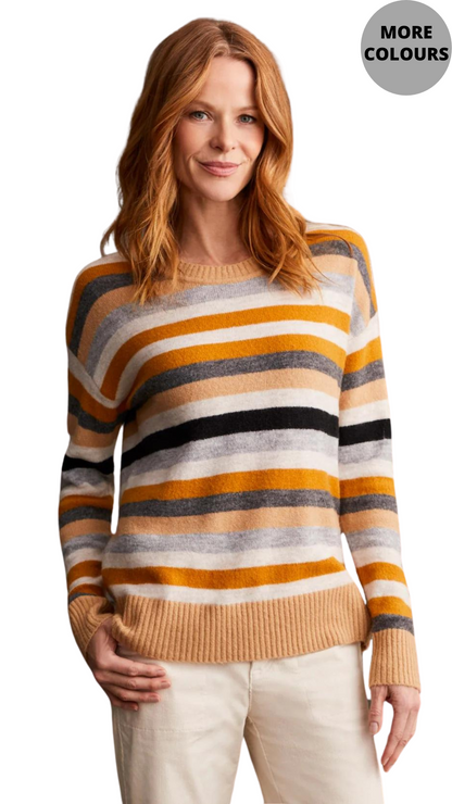 Soft Yarn Striped Crew Neck Sweater. Style TR1970O-8029