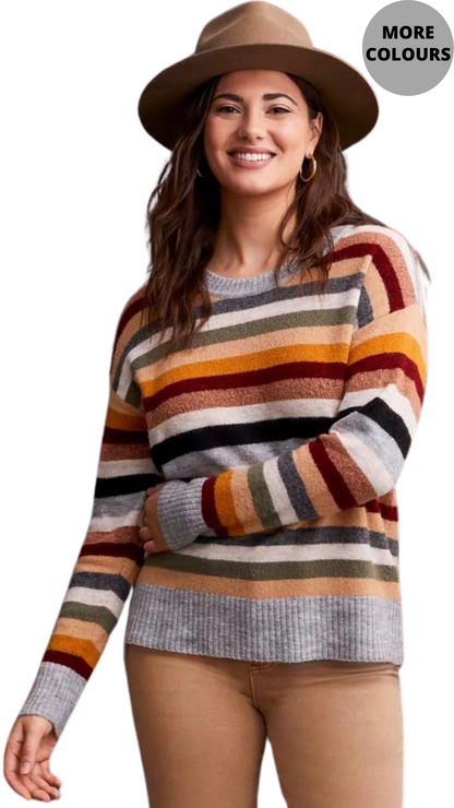 Soft Yarn Striped Crew Neck Sweater. Style TR1970O-8029